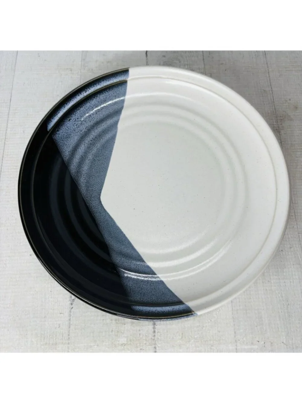 Noritake Stoneware DURANGO 8647 Black Blue Abstract Panels Dinner Plates Set 4